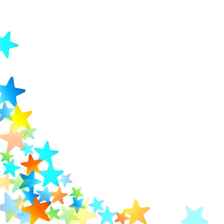 Rainbow Festive Confetti. Carnival Template. Colorful Star Falling. Beautiful Holidays Party. Little Tiny Multicolor Sprockets on White Background. Bright Vector Illustration.のイラスト素材