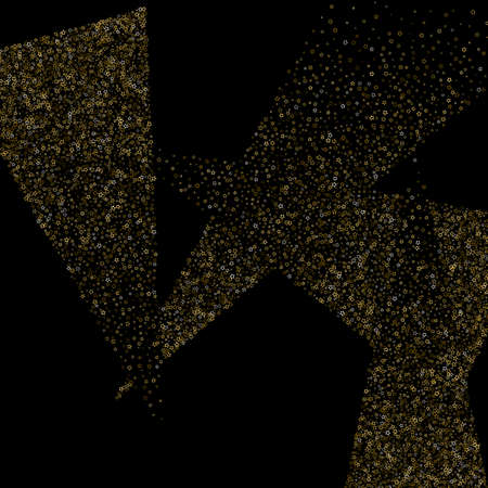 Gold Glitter Stars. Luxury Shiny Confetti. Scattered little sparkle. Flash glow silver element. Random magic tiny light. Stellar fall black background. New Year, Christmas Vector illustration.のイラスト素材