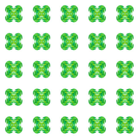 Modern Abstract, Endless Repeat Painting.  Peruvian, Mexican, Navajo Ornament. Traditional Graphic. Tribal Cloth. Green, Lime, Mint Texture. Natural Print.の写真素材