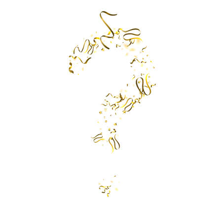 Holiday Serpentine. Gold Foil Streamers Ribbons. Confetti Star Falling on White Background. Party,...