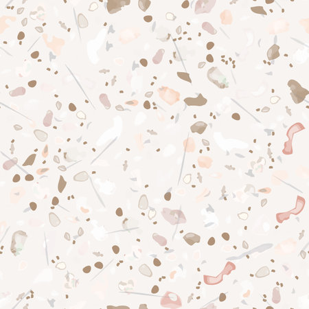 Terrazzo Texture Vector. Flooring Seamless Pattern. Floor Granite Textured. Stone, Rock, Marble Textile Background. Natural Pavement, Mosaic Template. Quartz, Pebble Tile. Design Interior Decor.のイラスト素材