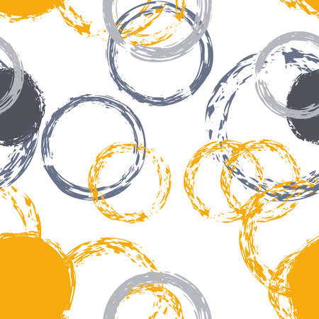 Cute Polka Dots. Vector Endless Repeat Print. Colorful Ornament. White Abstract Background With Watercolor Fall Chaotic Shapes. Modern Vintage Fabric. Chalk Brush Rounds, Confetti.のイラスト素材