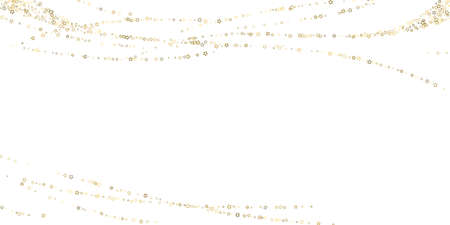 Gold Glitter Stars. Luxury Shiny Confetti. Scattered little sparkle. Flash glow silver element. Random magic tiny light. Stellar fall white background. New Year, Christmas Vector illustration.のイラスト素材