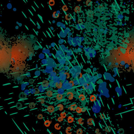 Sports Textile. Fashion Concept. Distress Print. Blue, Green, Gray Illustration. Dirty Surface Textile. Ink Stains. Spray Paint. Splash Blots. Artistic Creative Vector Background.のイラスト素材