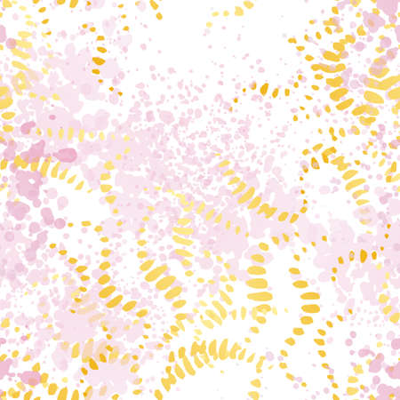 Stains Seamless Pattern. Fashion Concept. Distress Print. Yellow, Orange Illustration. Summer Surface Textile. Ink Stains. Spray Paint. Splash Blots. Artistic Creative Vector Background.のイラスト素材