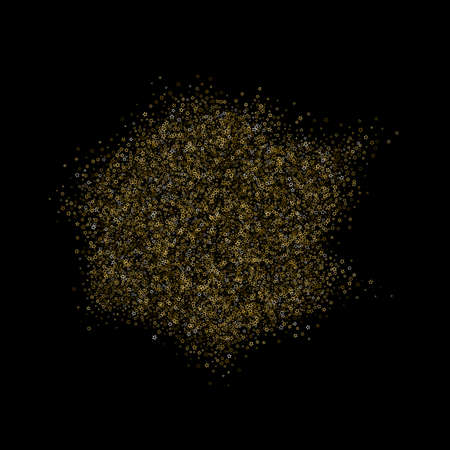 Gold Glitter Stars. Luxury Shiny Confetti. Scattered little sparkle. Flash glow silver element. Random magic tiny light. Stellar fall black background. New Year, Christmas Vector illustration.のイラスト素材