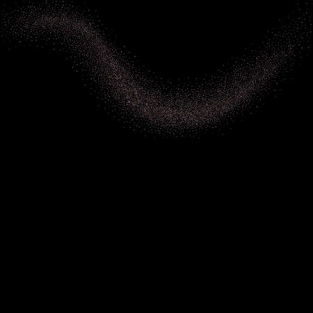 Rose, pink stars. Sprocket, shiny confetti. Scattered little sparkling glitter balls circles. Random stellar falling on black background. New Year Christmas background. Vector illustration.のイラスト素材