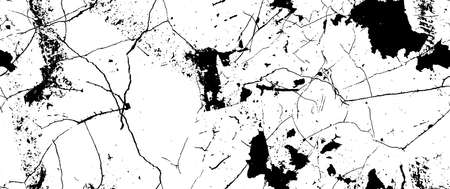 Distress Grunge Texture. Seamless Pattern. Halftone Old, Retro Background. Broken, Cracked Wall Texture. Scratched, Dirt Print. Black and White Grunge Style. Noise Rough Design. Vector Illustration.のイラスト素材