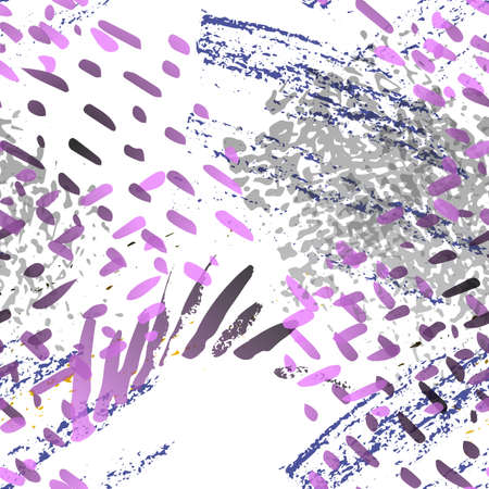 Stains Seamless Pattern. Fashion Concept. Distress Print. Pink, Purple Illustration. Dirty Surface...
