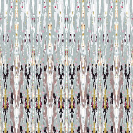 Ikat batik print modern style, shibori fabric design. Tribal embroidery ethnic seamless pattern. Vintage endless repeat ornament. Traditional folk ikat texture. Vector watercolor geometric background.のイラスト素材