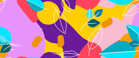 Bold Leaf Pattern. Tropical Leaf. Modern Motif. Jungle Print. Foliage Summer Seamless Pattern. Trending Vector Background. Artistic Botanical Surface. Abstract Plant. Bright Fashion. Contrast Drawing.のイラスト素材