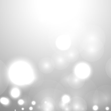 Silver Bokeh Christmas Background. Snow Flakes on Light Gray. Blurred Vector Design. Holiday Winter Backdrop With Glow and Overlay Effect. Season Bling Christmas Decoration.のイラスト素材
