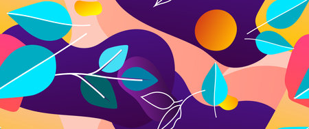 Bold Leaf Pattern. Tropical Leaf. Modern Motif. Jungle Print. Foliage Summer Seamless Pattern. Trending Vector Background. Artistic Botanical Surface. Abstract Plant. Bright Fashion. Contrast Drawing.のイラスト素材