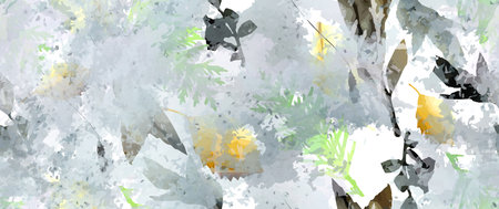 All Over Print. Neutral Tree Leaf Seamless Pattern. Leaves Trees Shrubs Stamp Effect. Texture Spots...