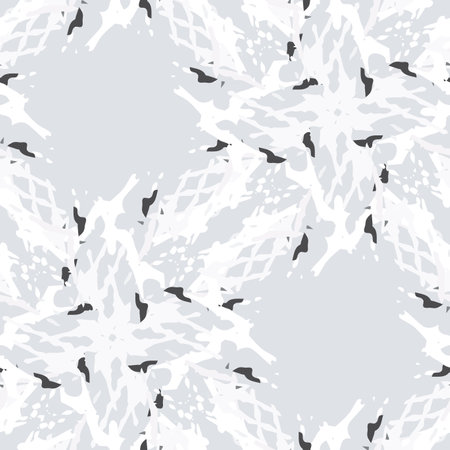 Spots, Ikat. Tie Dye, Batik. Seamless Pattern. Geometric Surface. Hand Drawn Painted. Tribal Shibori Fabric Design. Gray Yellow Folk Old Folklore Textile. Traditional Geometry Woven Tie dye Pattern.のイラスト素材