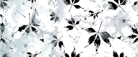 Leaf Tree Seamless Pattern. Leaves Trees Shrubs Stamp Effect. Neutral, Aesthetic Pattern. Texture Spots Watercolor Overlay. Transparency Wallpaper Rustic Modern Design. Fancy Delicate Fabric Textile.のイラスト素材