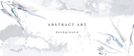 Blue Watercolor Vector Background. Wedding Abstract Design. Winter Minimal Style. watercolor texture. Pastel Cold Tones. Art For Invitations Cards Holiday Winter Season. Modern Cover Christmas Party.のイラスト素材