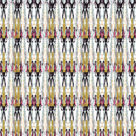 Ikat batik print modern style, shibori fabric design. Tribal embroidery ethnic seamless pattern. Vintage endless repeat ornament. Traditional folk ikat texture. Vector watercolor geometric background.のイラスト素材