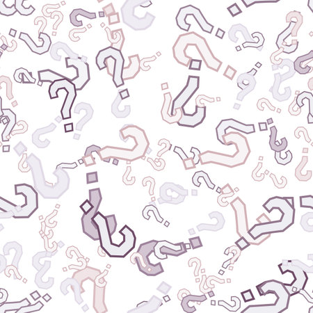 Quiz seamless pattern. Question marks, doubt, faq background. Simple endless repeating motif. Poll, survey, interrogation, query background. Template for opinion poll, public poll Vector illustration.のイラスト素材