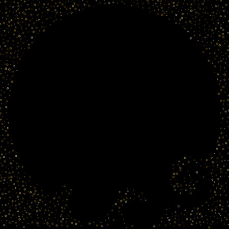 Gold Glitter Stars. Luxury Shiny Confetti. Scattered little sparkle. Flash glow silver element. Random magic tiny light. Stellar fall black background. New Year, Christmas Vector illustration.のイラスト素材