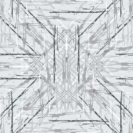 Spots, Ikat. Tie Dye, Batik. Seamless Pattern. Geometric Surface. Hand Drawn Painted. Tribal Shibori Fabric Design. Gray Yellow Folk Old Folklore Textile. Traditional Geometry Woven Tie dye Pattern.のイラスト素材