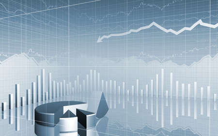3D Stock Market Data broken pie chartの写真素材