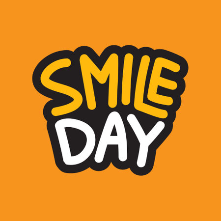 World Smile Day Vector Template Design Illustration. Smile day greeting card lettering design with smile sign. World smile typography logo.のイラスト素材
