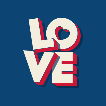 3D Love text in retro style typography vector illustration. Trendy typography vector illustration for celebrate Happy Valentine's Day. Short phrase for valentines t shirt design.のイラスト素材