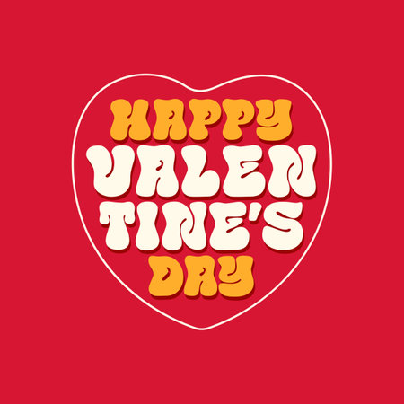 Happy Valentines Day cute typography vector illustration with bubble text on red background. Valentine's day background with heart icon. Wallpaper, flyers, invitation, postersのイラスト素材