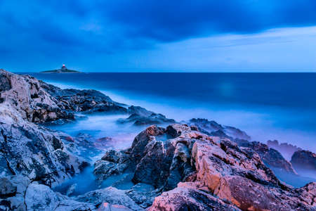 Waves and rocks in Hvar, Croatia.