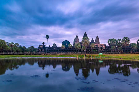 Angkor Wat temple at dawn. Siem Reap, Cambodia, 2018.のeditorial素材