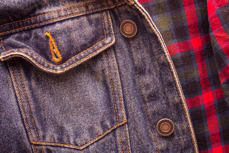 Blue jeans texture with pocket for textile or background design and stylingの写真素材