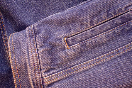 Blue jeans texture with pocket for textile or background design and stylingの写真素材
