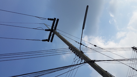 High voltage tower (electricity post)の写真素材