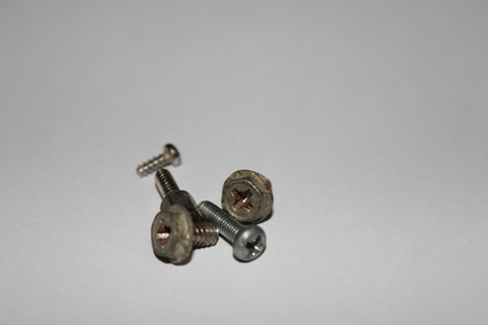 tapping screws made od steel, metal screw, iron screw, chrome screwの写真素材
