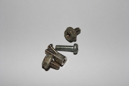 tapping screws made od steel, metal screw, iron screw, chrome screwの写真素材