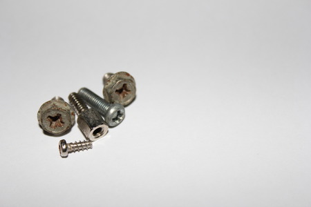 tapping screws made od steel, metal screw, iron screw, chrome screwの写真素材
