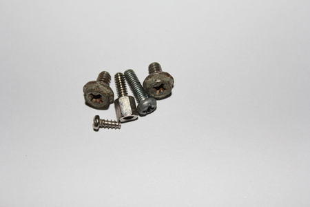 tapping screws made od steel, metal screw, iron screw, chrome screwの写真素材