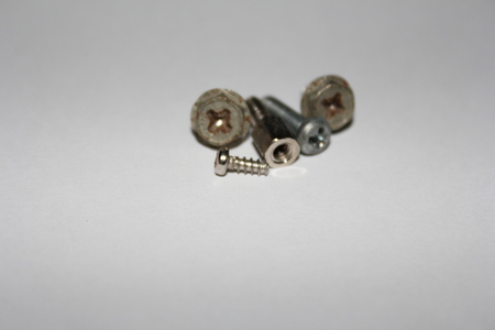 tapping screws made od steel, metal screw, iron screw, chrome screwの写真素材
