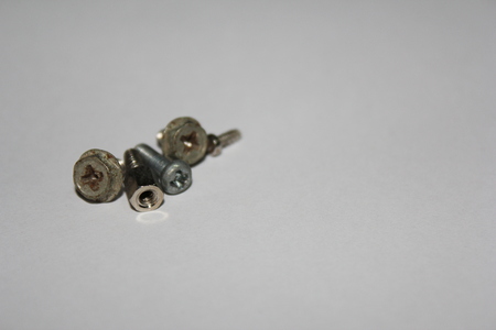 tapping screws made od steel, metal screw, iron screw, chrome screwの写真素材