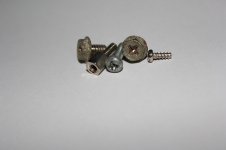 tapping screws made od steel, metal screw, iron screw, chrome screwの写真素材