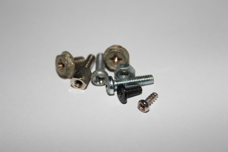 tapping screws made od steel, metal screw, iron screw, chrome screwの写真素材