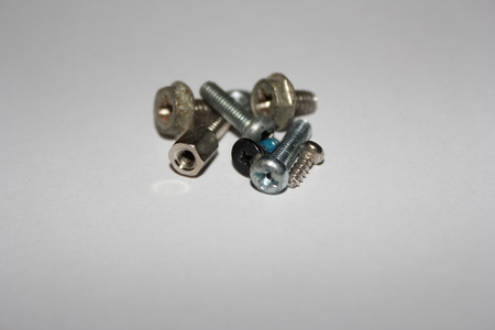 tapping screws made od steel, metal screw, iron screw, chrome screwの写真素材