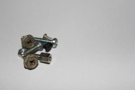 tapping screws made od steel, metal screw, iron screw, chrome screwの写真素材