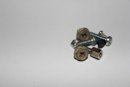 tapping screws made od steel, metal screw, iron screw, chrome screwの写真素材