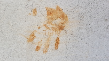 hand prints on the wallの写真素材