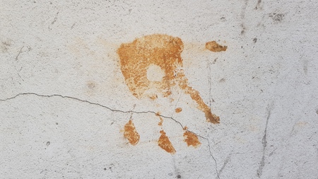 hand prints on the wallの写真素材