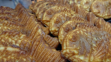 Japanese traditional sweet fish shaped pancake - TAIYAKIの写真素材