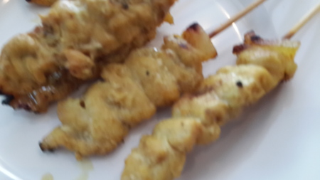 Pork Satay in dishの写真素材