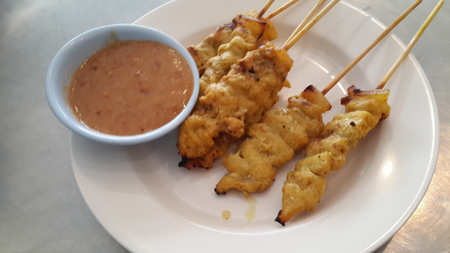 Pork Satay and Peanut Sauceの写真素材